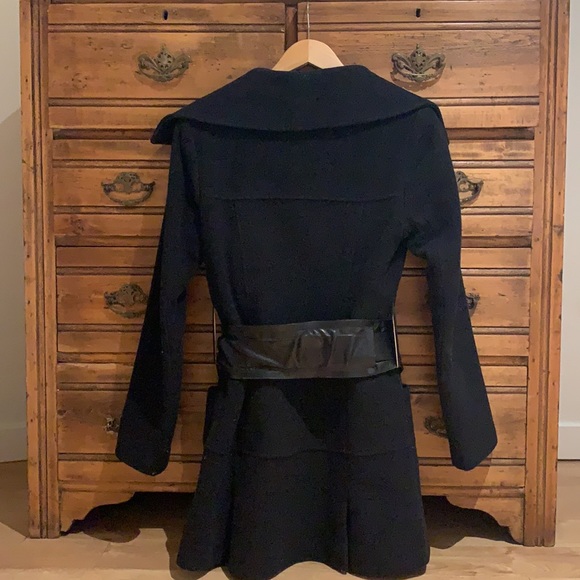 Mackage Wool Coat with Leather Belt - Picture 4 of 7